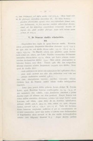 V. De Senecae studiis scholasticis.