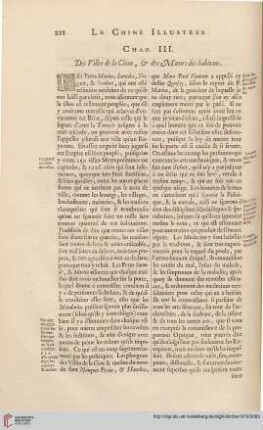 Chap. III: Des villes de la Chine, & des moeurs des habitans