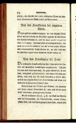 Von den Krankheiten der einzelnen Theile.