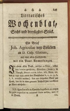 Sechs und dreysigstes Stück.