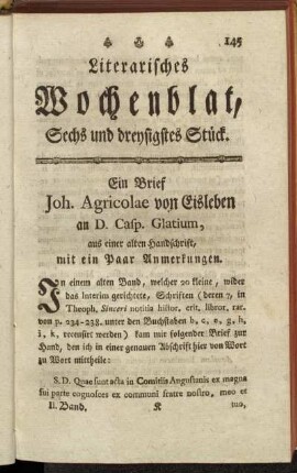 Sechs und dreysigstes Stück.