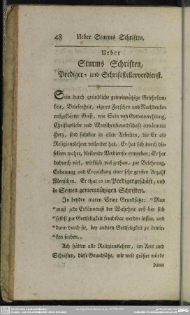 Ueber Sturms Schriften, Prediger- und Schriftstellerverdienst