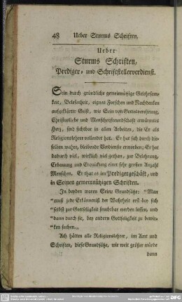 Ueber Sturms Schriften, Prediger- und Schriftstellerverdienst