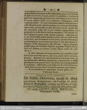 Dissertatio Iuridica De Milite Desertore