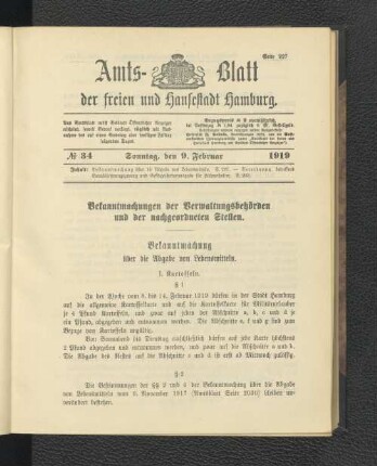 No.34, Sonntag, den 9. Februar 1919