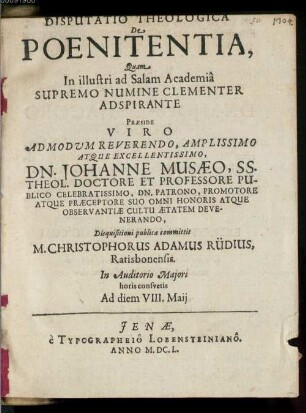 Disp. theol. de poenitentia