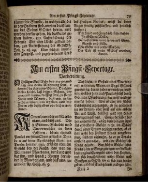 Am ersten Pfingst-Feyertage – Am dritten Pfingst-Feyertage