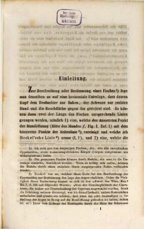 Versuch einer Monographie der Cyprinoiden Livlands nebst einer synoptischen Aufzählung der europäischen Arten dieser Familie