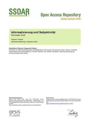 Informatisierung und Subjektivität