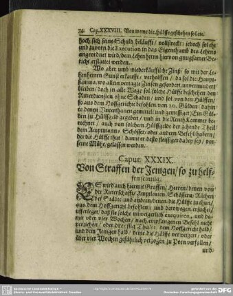 Caput XXXIX. Von Straffen der Jenigen, so zu helffen seumig