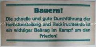 Maueranschlag mit Aufruf der VgdB zur Herbstbestellung