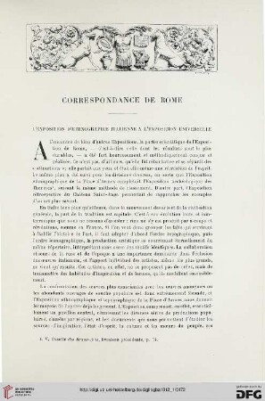 4. Pér. 7.1912: L' exposition d'ethnographie italienne à l'Exposition Universelle : correspondance de Rome