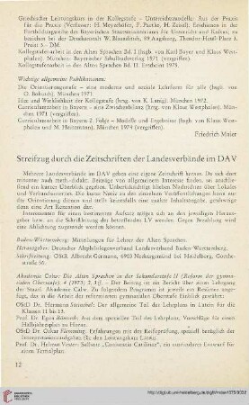 18: Streifzug durch die Zeitschriften der Landesverbände im DAV