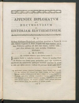 Appendix Diplomatum Et Documentorum Ad Historiam Benthemiensem