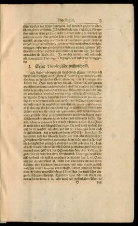 I. Seine Theologische wissenschafft.