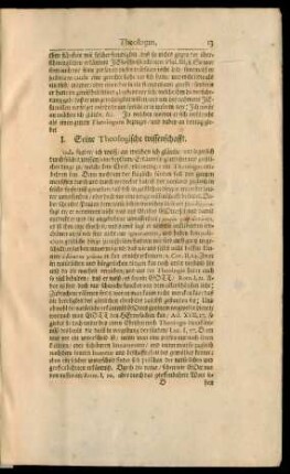 I. Seine Theologische wissenschafft.