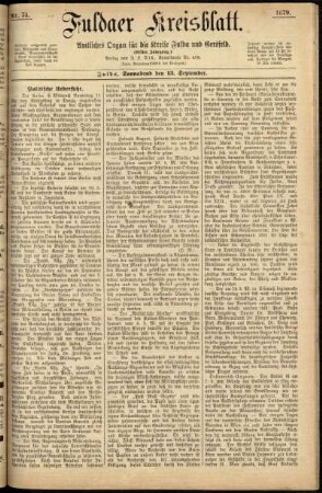 Ausgabe vom Samstag, den 13. September 1879.