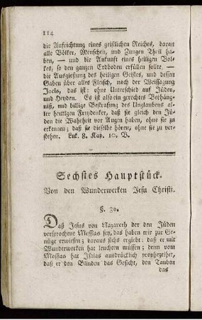 Sechstes Hauptstück. Von den Wunderwerken Jesu Christi.