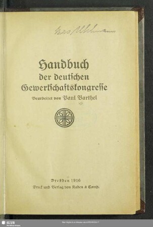 Handbuch der deutschen Gewerkschaftskongresse