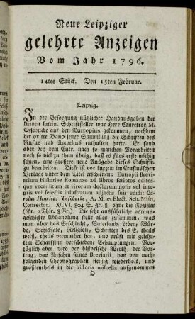 14tes Stück. Den 15ten Februar.