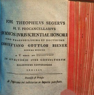 Prolusio de suprema rei iudiciariae in Imperio protestate