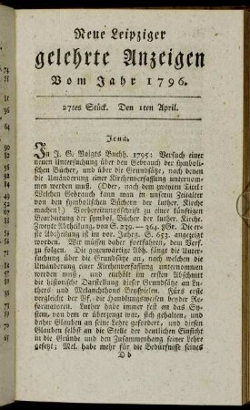 27tes Stück. Den 1ten April.