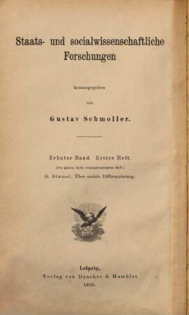 Über sociale Differenzierung : sociologische und psychologische Untersuchungen