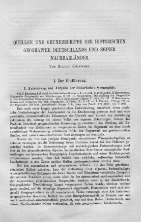 Quellen und Grundbegriffe der historischen Geographie Deutschlands und seiner Nachbarländer