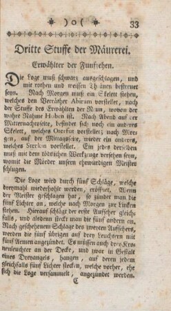 Dritte Stuffe der Mäurerei. Erwählter der Funfzehen