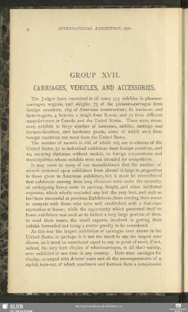 General Report Of The Judges Of Group XVII.