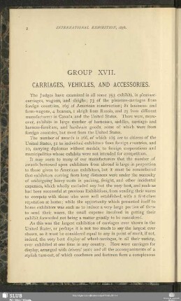 General Report Of The Judges Of Group XVII.