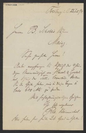 Brief an B. Schott's Söhne : 23.07.1894
