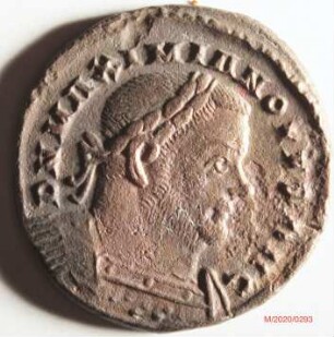 Römische Münze, Nominal Follis, Prägeherr Maximianus Herculius, Prägeort London, Original