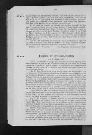 Regulativ der Seemanns-Sparkasse vom 1. März 1863.