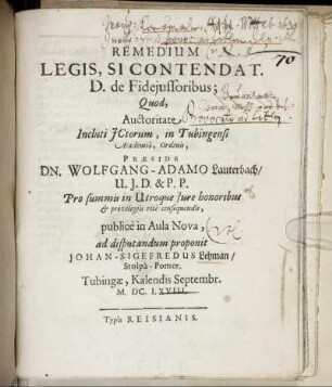 Remedium Legis, Si Contendat. D. de Fideiussoribus