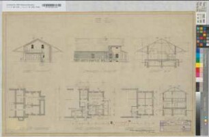 Güterabfertigung Essen-Kupferdreh: Einbau einer Schalterhalle, Heizung und Abortanlage: Grundrisse, Ansichten, Schnitte, M. 1:100 Hga, Sknr.: 1, Fanr.: 12, Bunr.: 1