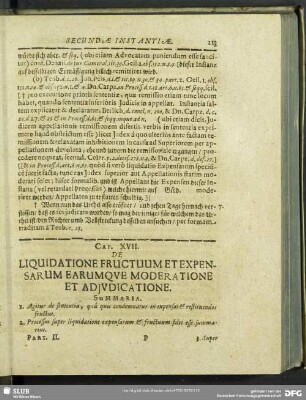 Cap. XVII. De Liquidatione Fructuum Et Expensarum Earumque Moderatione Et Adjudicatione