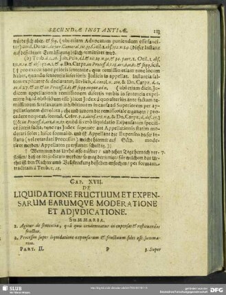 Cap. XVII. De Liquidatione Fructuum Et Expensarum Earumque Moderatione Et Adjudicatione