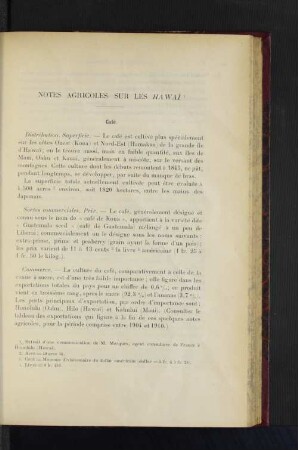 Notes Agricoles Sur Les Hawai.