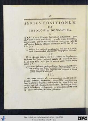 Series Positionum Ex Theologia Dogmatica.