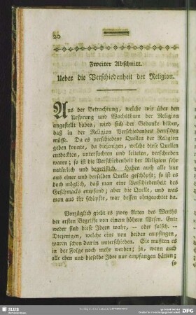 Zweiter Abschnitt. Ueber die Verschiedenheit der Religion