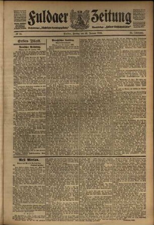 Erste Ausgabe vom Freitag, den 24. Januar 1908.