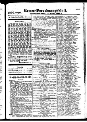1201.Ausgabe. Mittwoch, 11. Oktober 1916