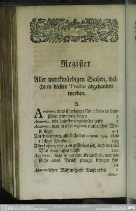 Register Aller merckwürdigen Sachen, welche in diesem Tractat abgehandelt worden