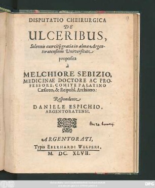 Disputatio Cheirurgica De Ulceribus