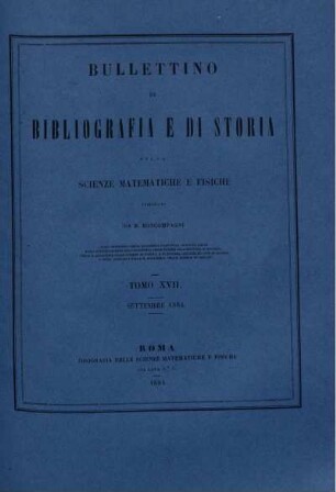 Tomo XVII. Settembre 1884.