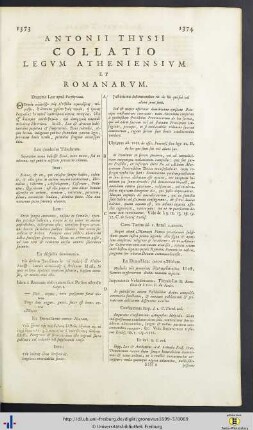 Antonius Thysius: Collatio Legum Atheniensium et Romananarum.