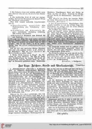 N.F. 3.1923 S.127-128: Zur Lage: Zeichen-, Kunst und Werkunterricht