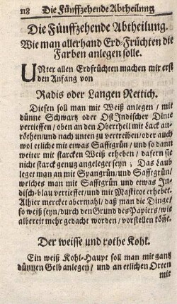 Die Fünffzehende Abtheilung. Wie man allerhand Erd-Früchten die Farbe anlegen solle.