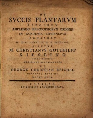 De Svccis Plantarvm Specimen